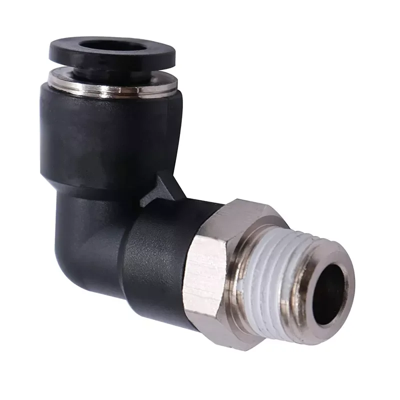 External thread 1/4, 3/8, 1/8 push on connection single contact elbow pipe fittings