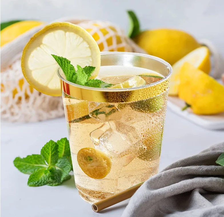 300 ml 10 oz Party rose gold disposable ps plastic drink cup water beer cup