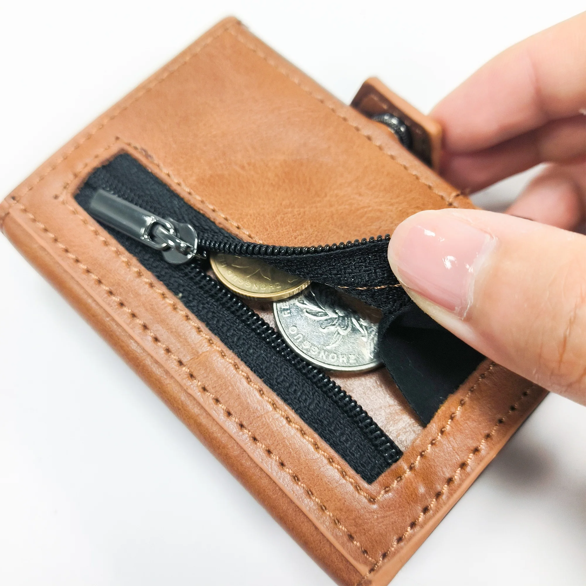 Wholesale Custom Slim Long Magnetic wallet RFID blocking aluminum money clip pop up credit card holder wallet with clip