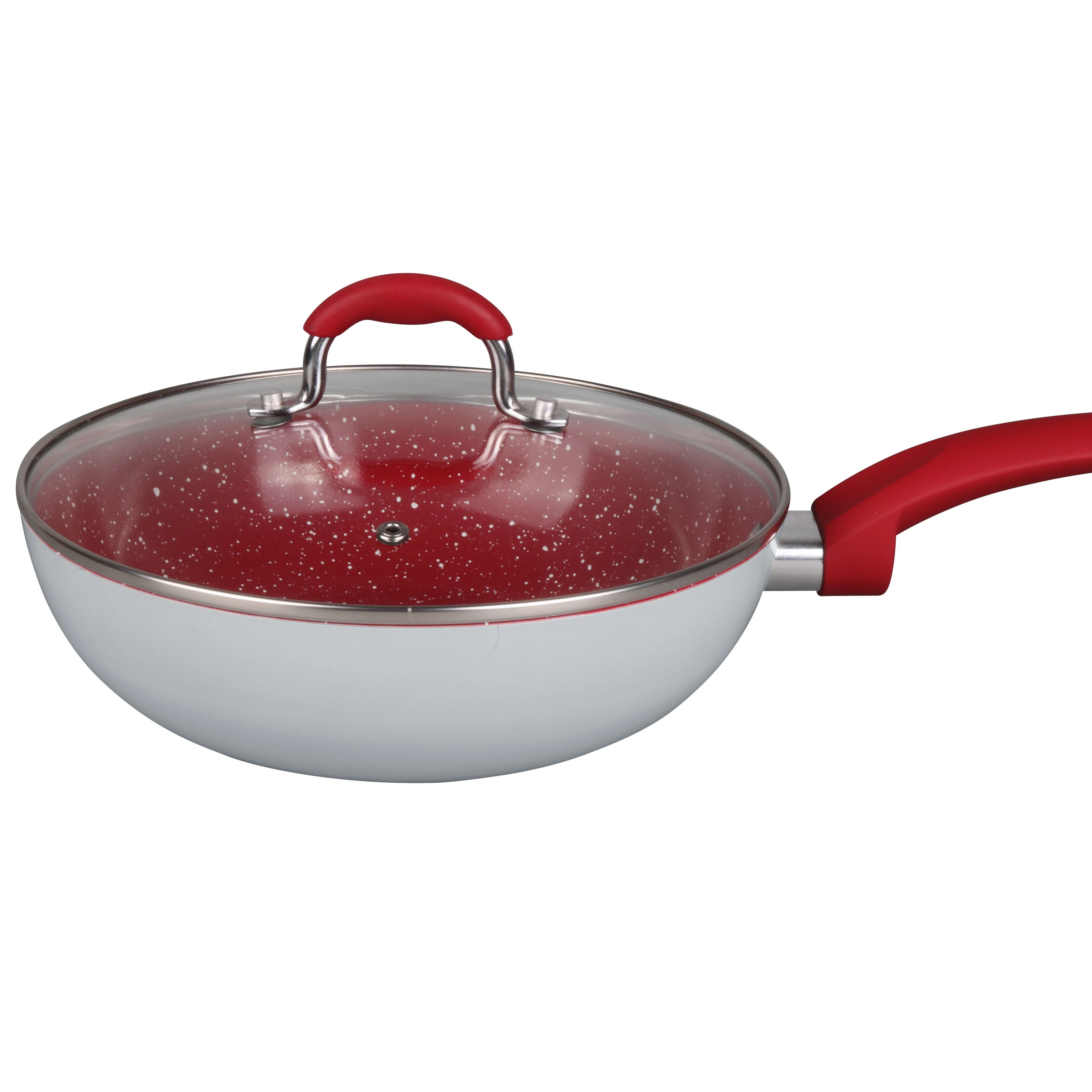 Food grade kitchenware nonstick cookware durable chinese wok pan with glass lid