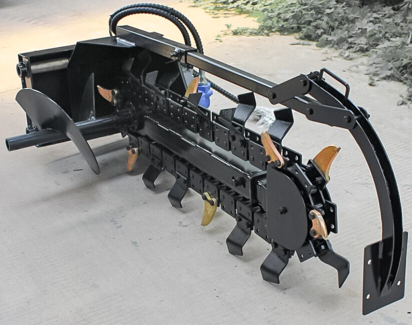 RSBM earthmoving machinery skid steer attachment chain trencher diging for  mini wheel loader