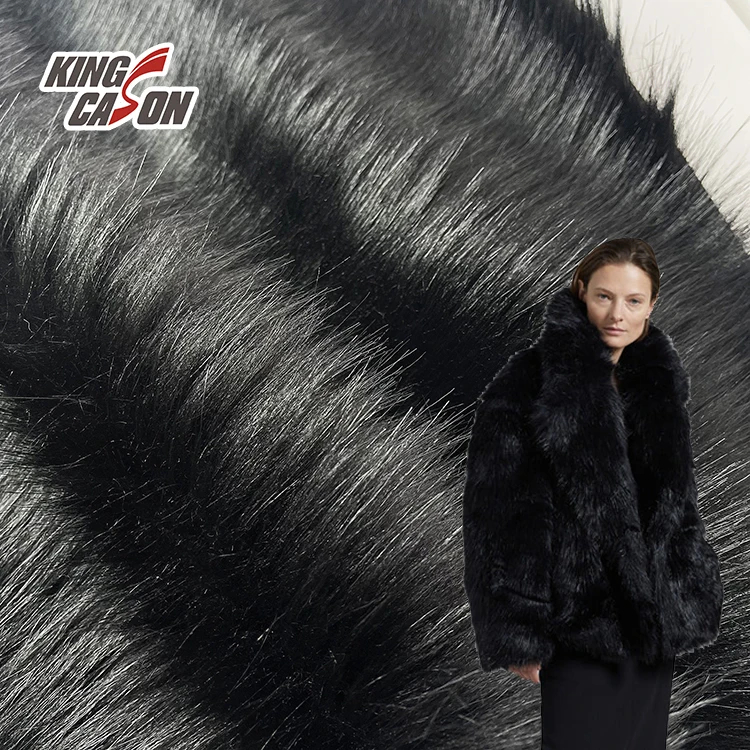 Kingcason Chinese Factory 100%Polyester Knitting Solid Dyeing Long Hair Dog Faux Fur Fabric For Ladies Garment Coat Jacket Toys