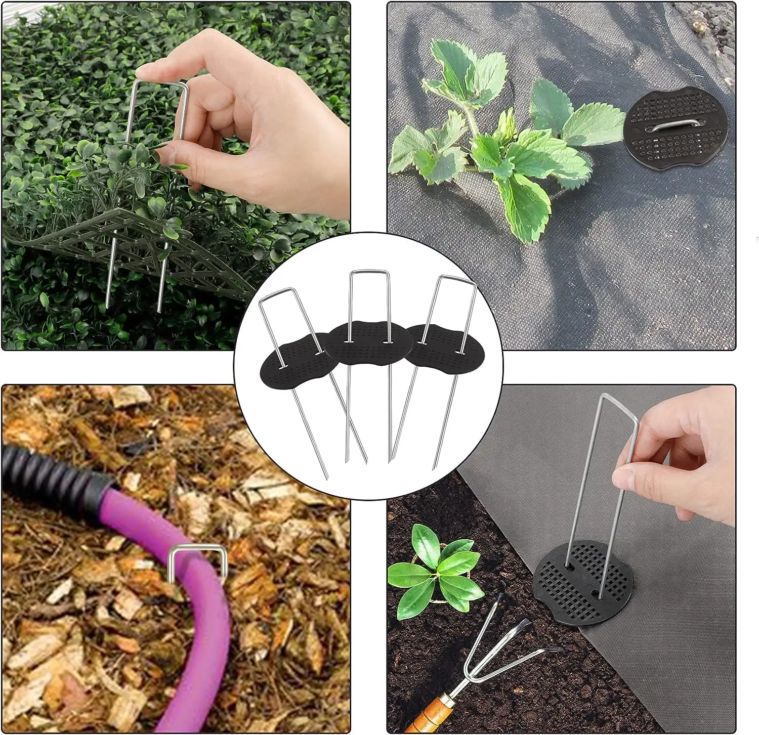 Eco friendly galvanized steel garden pegs 6inch 11 gauge u shaped staples landscape ground pins