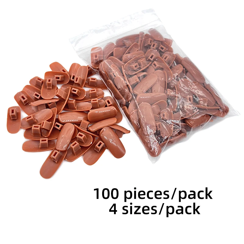 100 Pcs Model Beginner Adjustable False Matching Removable Display Finger Brown Refill Hand Art Training Nail Tips Practice