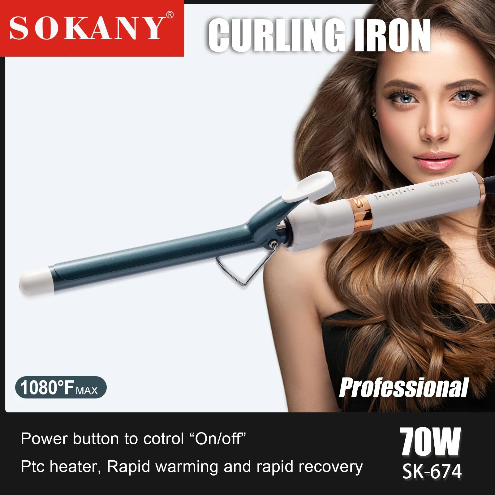 sokany  Ceramic Hair Curler Wet Dry Rotating Temperature Regulating Hair Straightener 110-240v