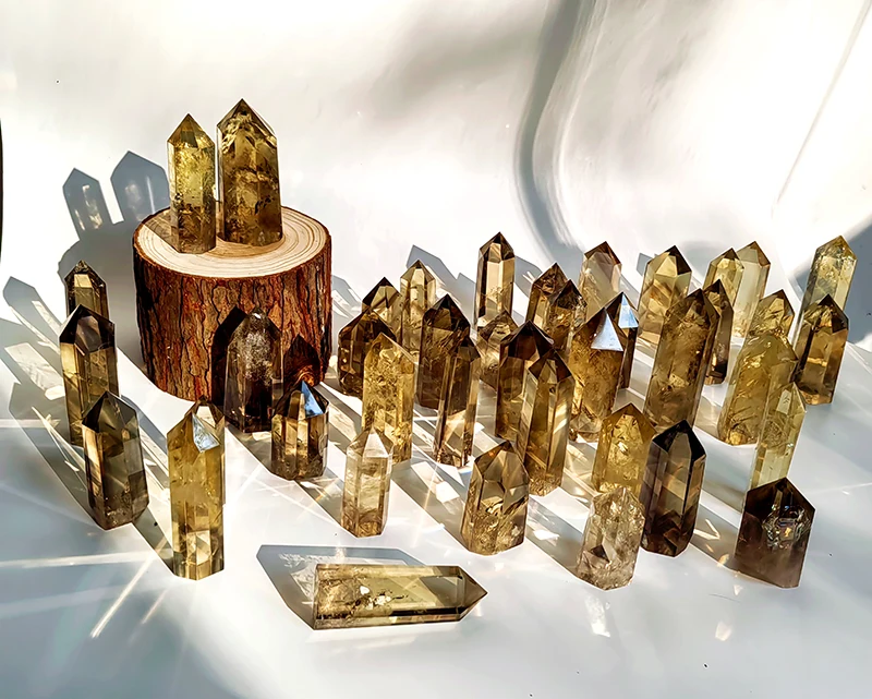 Wholesale Natural Clear citrine Point Healing stone yellow Quartz citrine Tower For Lucky fortune