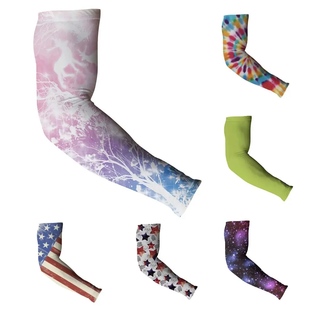 Outdoor Elastic Print Cool Arm Sleeves Cycling Wear Ice Silk Fabric Sleeves super hero cartoon upf 50 arm cover sleeves