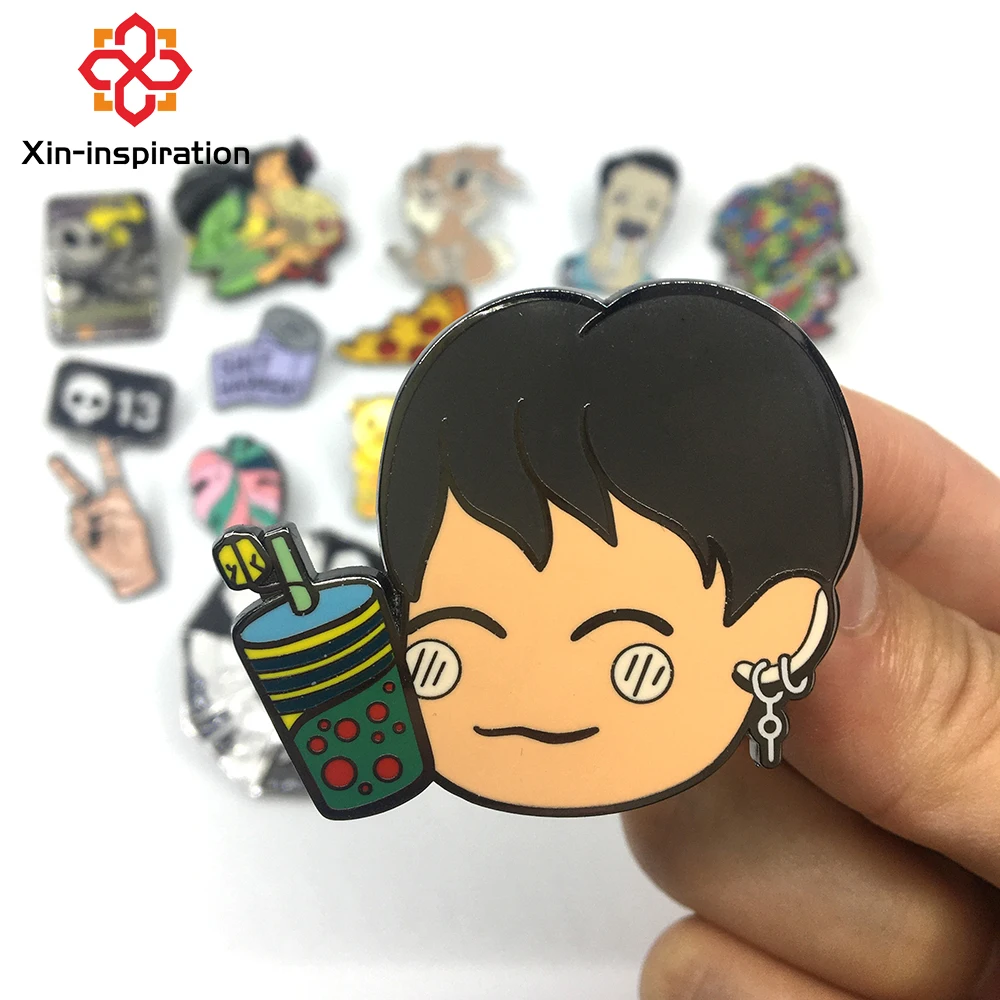 BTS KPOP Gold Metal Hard Enamel Lapel Pin Badges Custom Anime Soft Enamel Pin