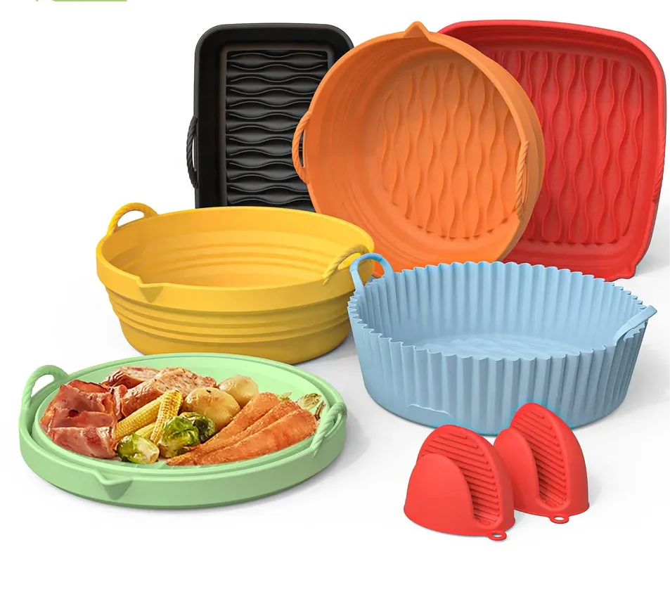Cheap Food grade BPA free Reusable air fryer silicone liners with mittens