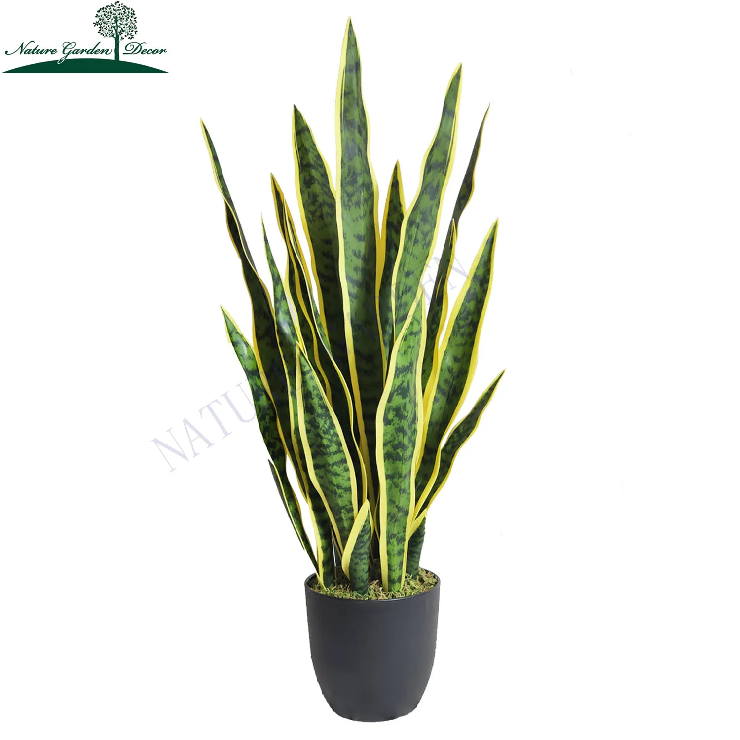 Оптовая продажа желтые листья бонсай искусственные растения Sansevieria с горшком искусственное змеиное растение