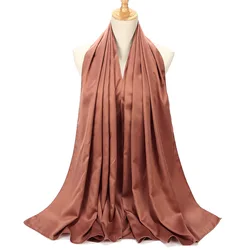Wholesale High Quality Silk Satin Scarf Long Muslim Women Solid color hijab Malaysia Satin Turban