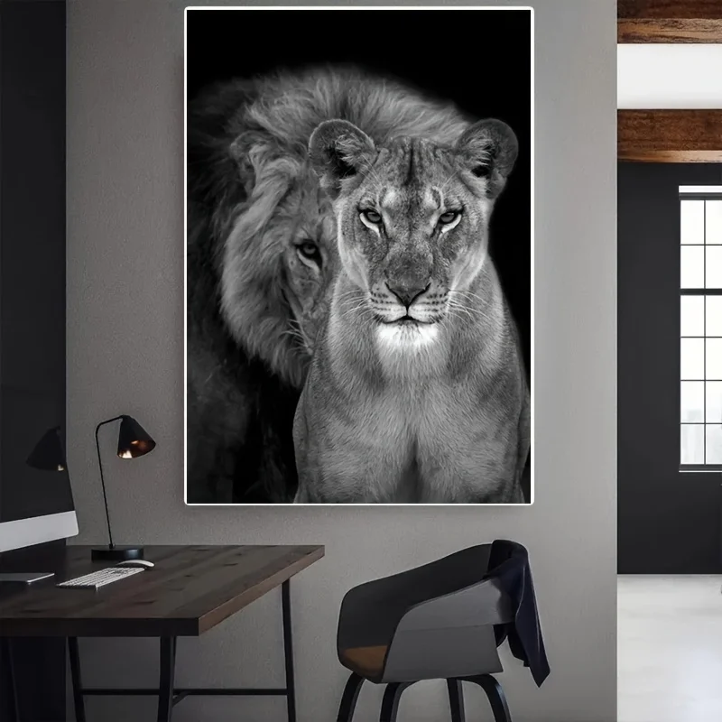 New Arrival Lion Love Art Home Decor Wall Painting Canvas Painting Animal Wall Art Floating Frame Painting Home Decoration