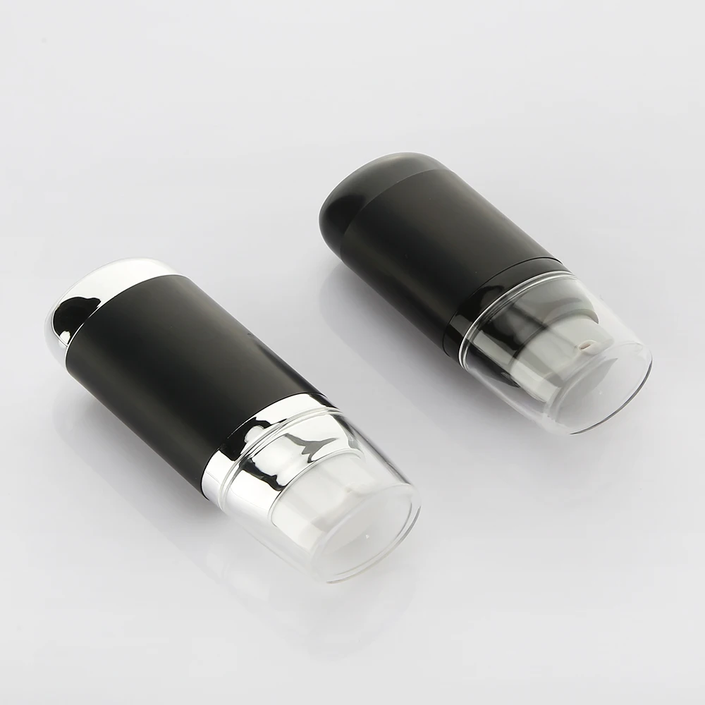 Hot Selling acrylic empty 35ml 45ml cosmetic black airless bottle BB sunshine Cream bottle with pump useful lotion