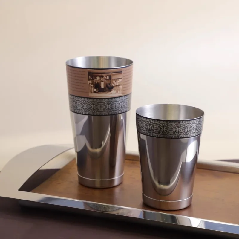 Retro Pattern 500 700 550ml Silver Color 18/10 Stainless Steel 304# Boston Cocktail Shaker