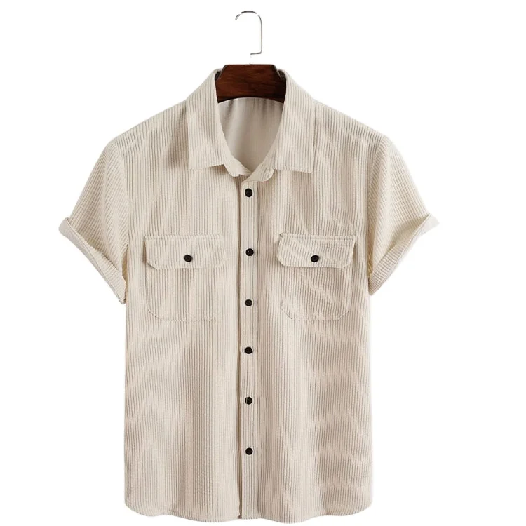OEM service new arrival mens shirts customized corduroy flap pocket button front mens shirts casual
