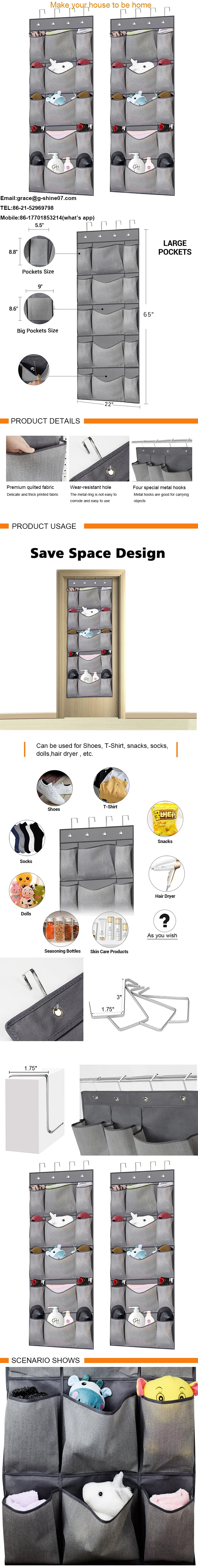 Hot Selling Over the Door Shoe Organizer,  Large Pocket 5-tier over the door shoe organizer with 4 Strong Metal Over Door Hooks