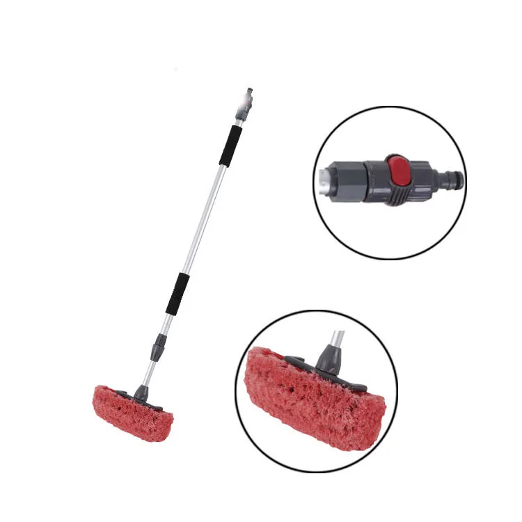 New Product Long Water Flow Through Telescopic Car Bus Wash Brush With Long Handle Extension Pole
