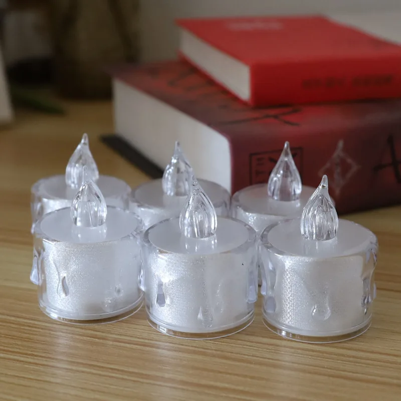 LED Electronic Candle Transparent Shell Tea Wax Smokeless Night Light PVC Tearing Simulated Candle Tea Wax