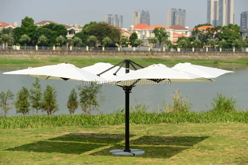 Outdoor hotel furniture garden use parasol with 4 side square shape