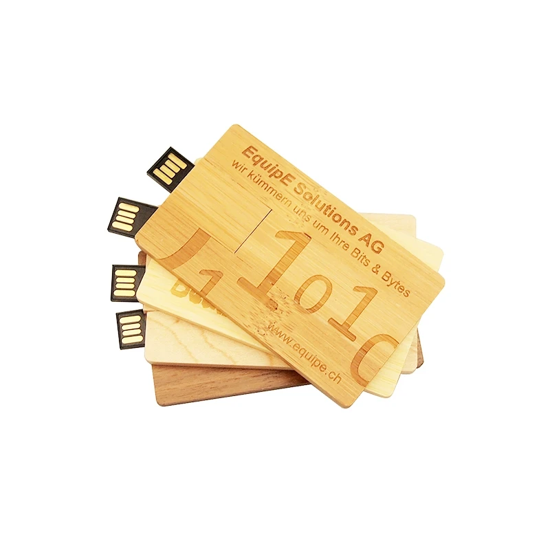 Fillinlight Wooden Credit Card Shape  USB Flash Drive Custom logo 1gb 2gb 4gb 8gb 32 64 GB USB2.0/3.0 memory disk pendrive