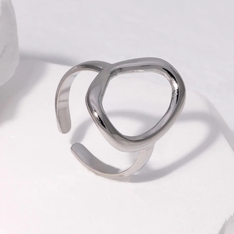 Irregular Circle Geometric 18k Gold Ring for Women Silver Stainless steel Fashion Jewelry Rings