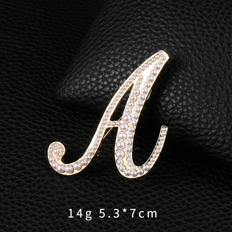Pearl Letter Brooch Letter A/B/C/D/E/F/G/H/I/J/K/L/M/N/P/R/S/V/W/Y/Z Brooch Pins Alphabet Costume Corsage Channel Brooch Pins