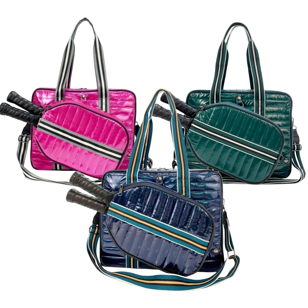 RTS Pickleball Racket Bag Quilted Puffer Pickleball Bag with Detachable Front Pocket Pickleball Sling Crossbody Bag for Women