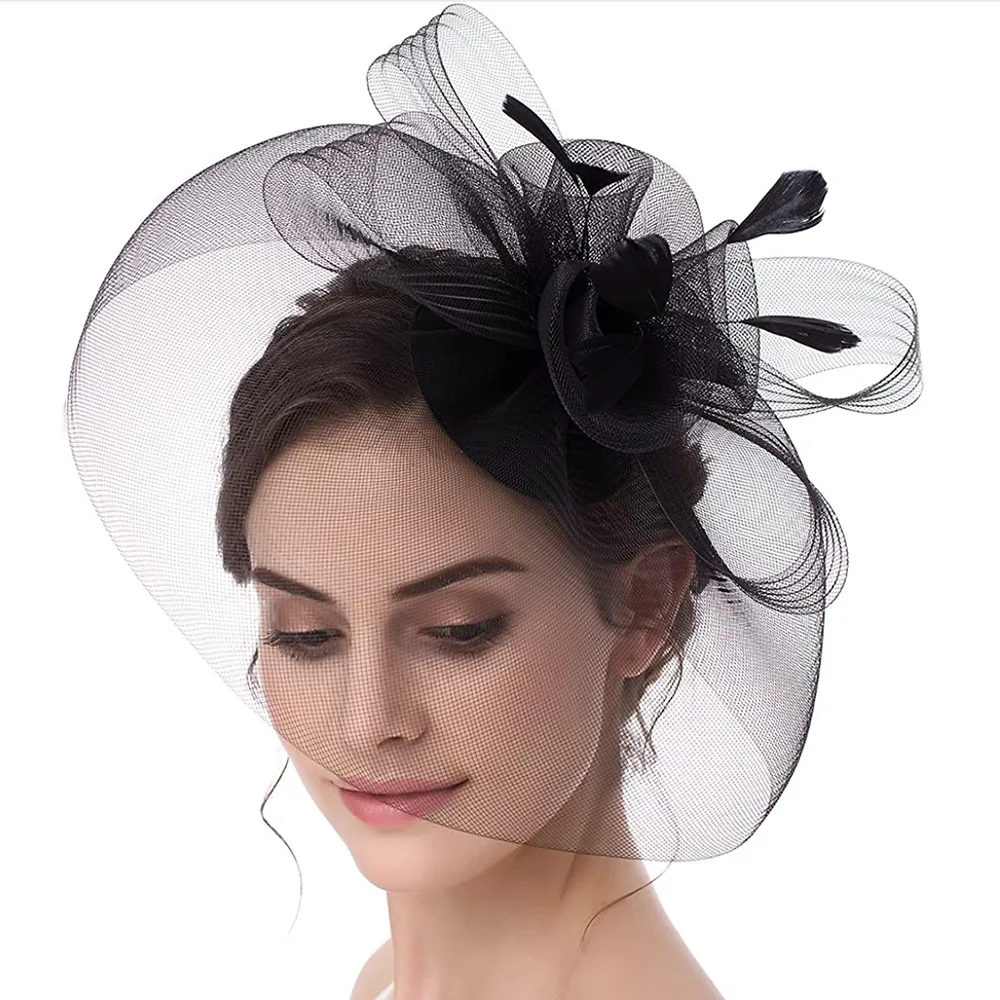 Аксессуары для волос Amazon spot Европейская и американская Ретро Дамская Вуаль головной убор невесты подружки невесты сетчатая шпилька для волос с перьями маленькая шляпа