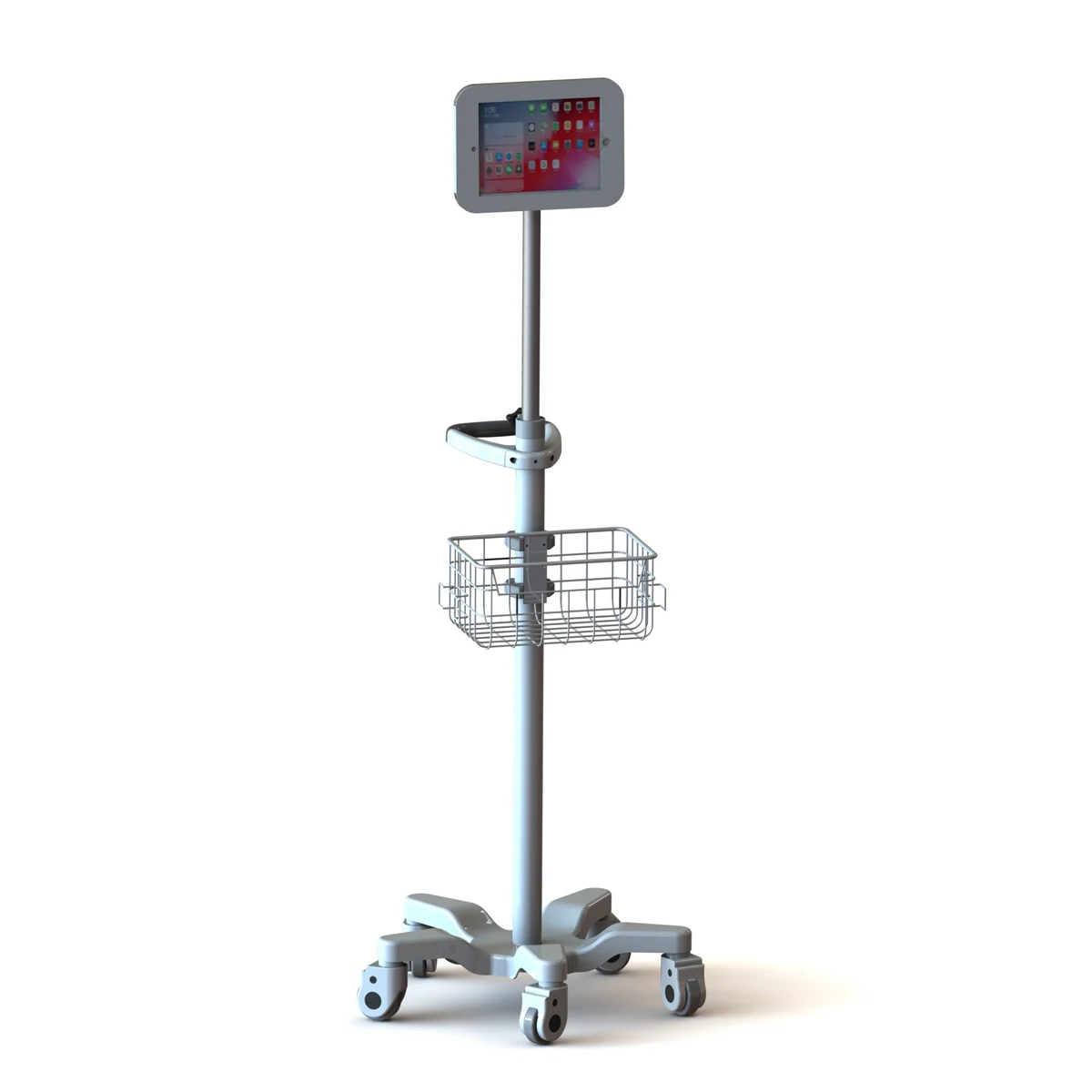NBR-CT-02 High Quality Medical Rolling stand 3 inch silent casters 10.2 inch Ipad trolley with lock for hospital