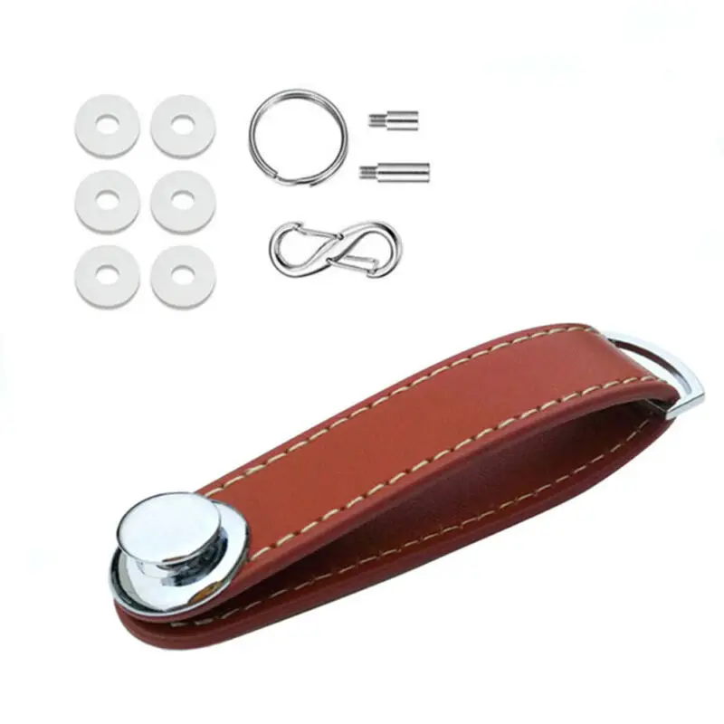 Custom Logo Leather Organizer, With Gift Box Men Women Car Charm Metal Personalized Blank PU Leather Keychain