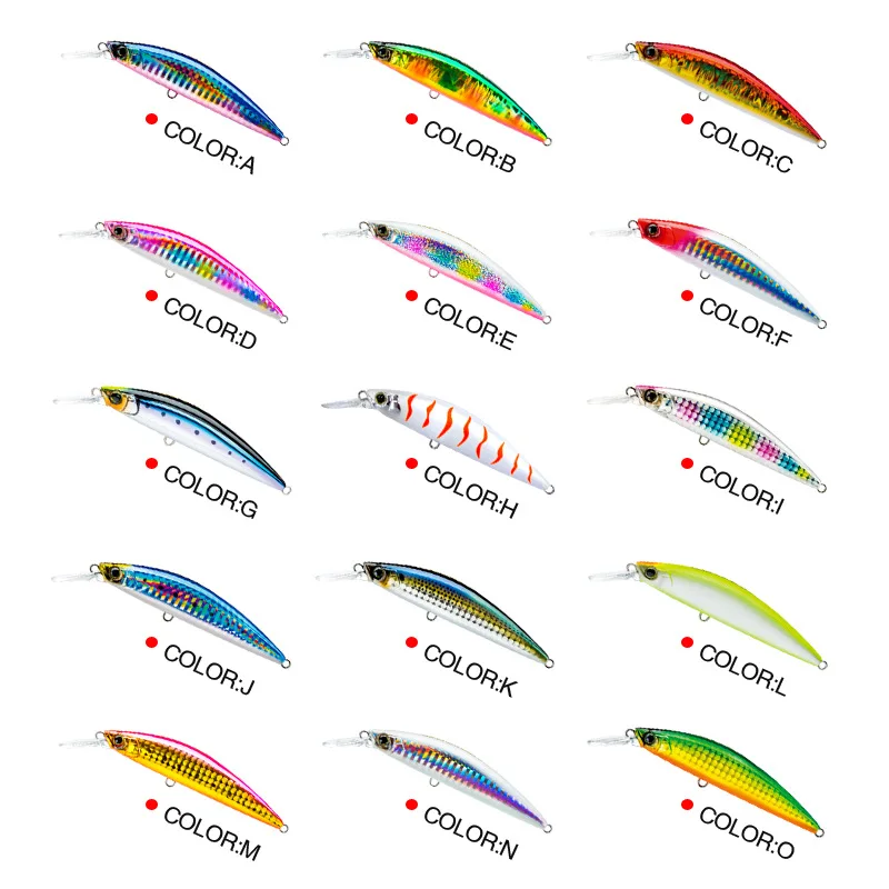 15colors 27g 90mm Sinking Minnow Lure Trout Peche Artificial Hard Bait Bass Salmon Plastic Casting Fishing Lures Wholesale