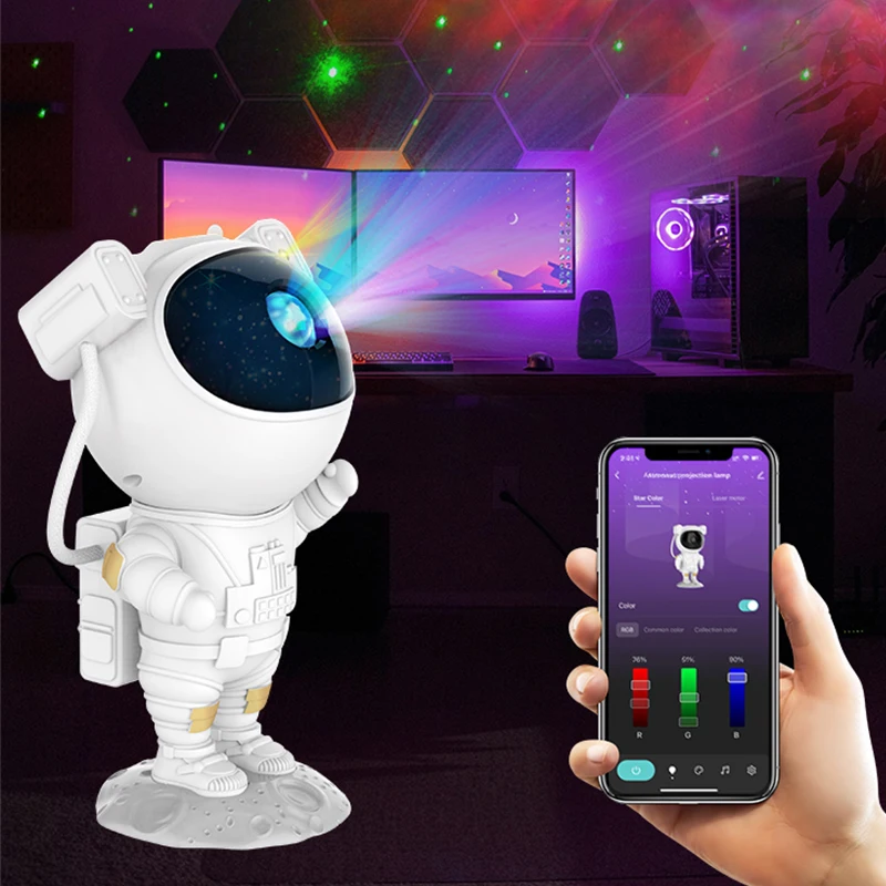 Wholesales Dropshipping PVC Projection Lamp Astronaut Starry Light Projector Star LED Astronaut Shaped Astronaut Projector
