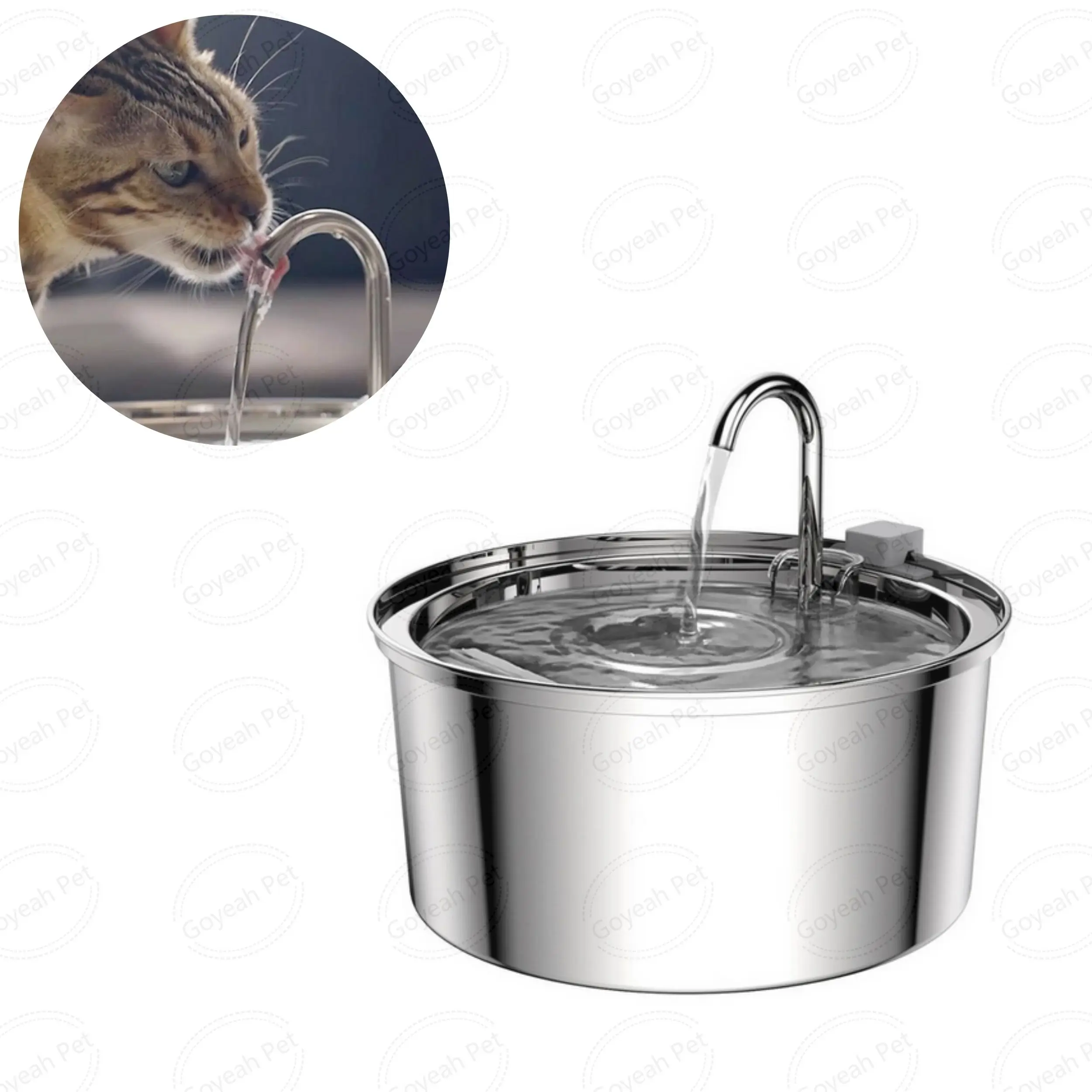 3.2 L Automatic Pet Fountain 304 Stainless Steel Cat Water Dispenser with Filter