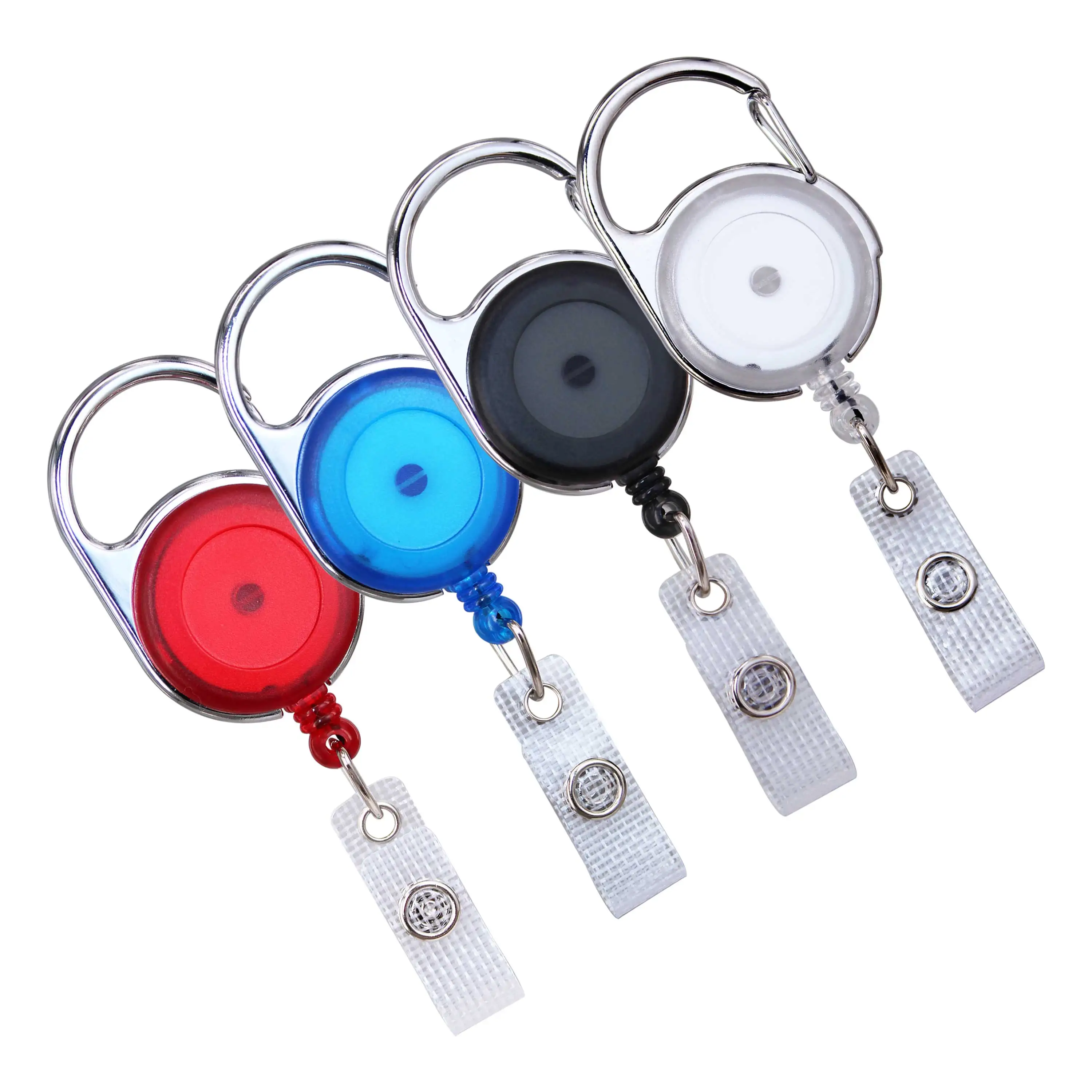 Bestom Eco-Friendly Transparent Carabiner round ID Badge Reel Card Holder Yoyo Made of Durable ABS PVC and Plastic Material