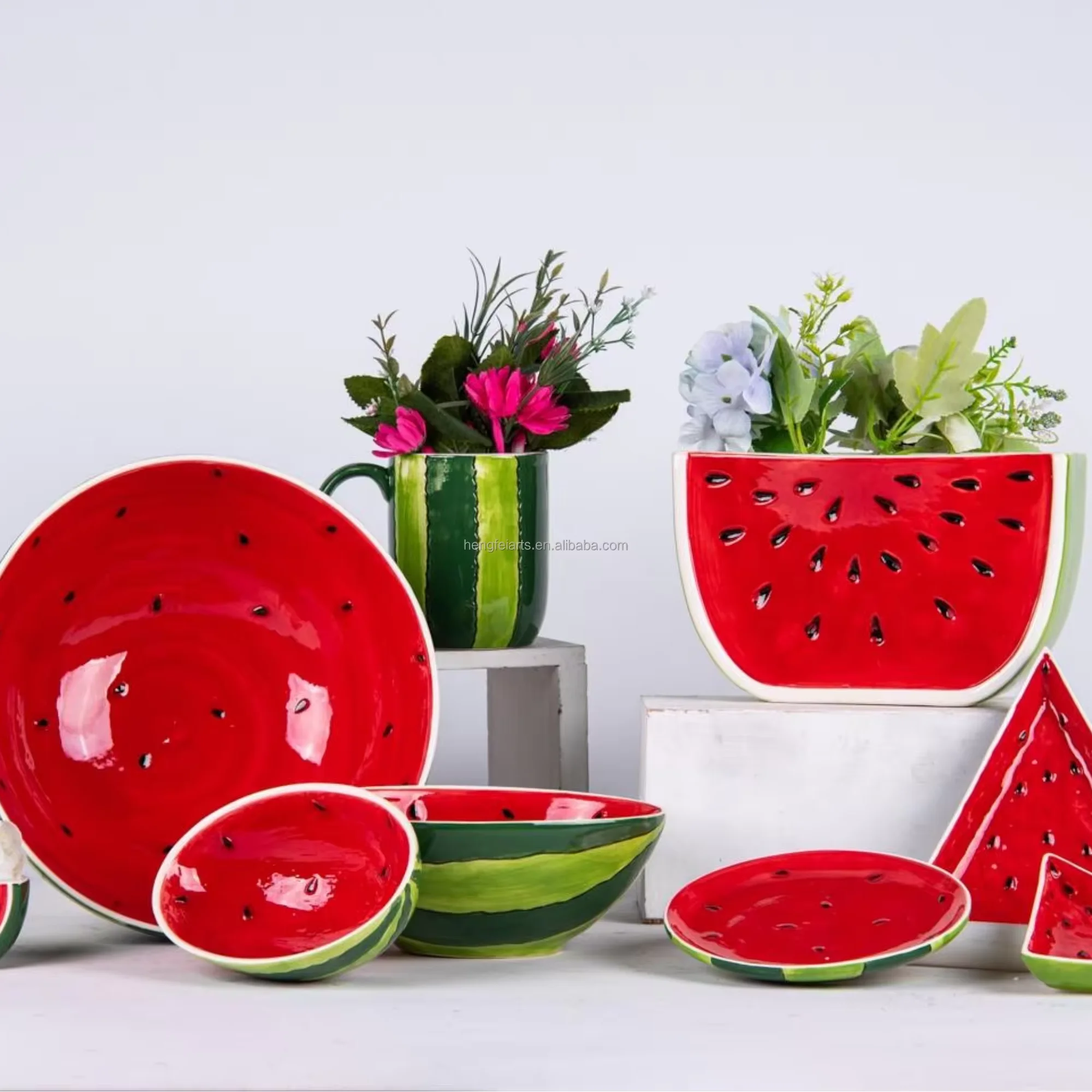 Ceramic Plate Bohemian Floral Plant Pattern Polished Stoneware Iron Custom Designed 5 Inch Diameter for Hotels Giveaways