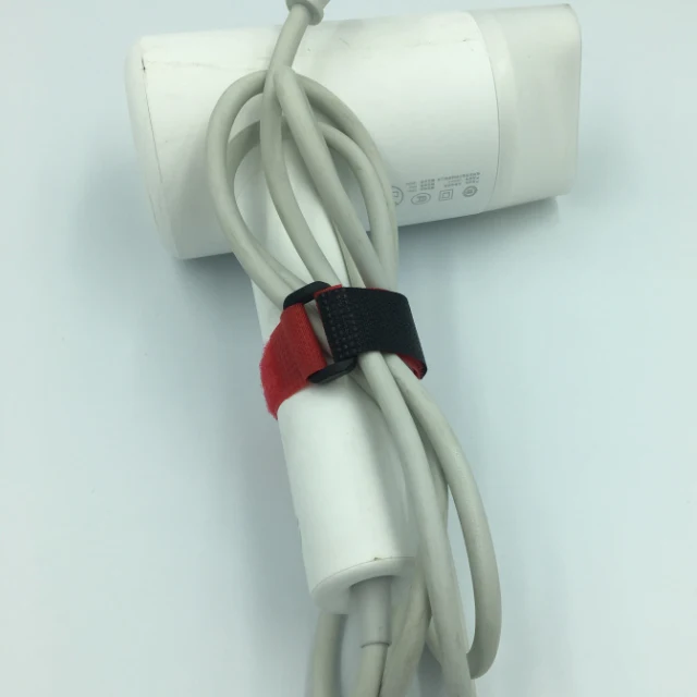 High Quality Adjustable Cable Tie Holder Double-Sided hook and loop Cable Ties Cinch Strap with Plastic Buckle