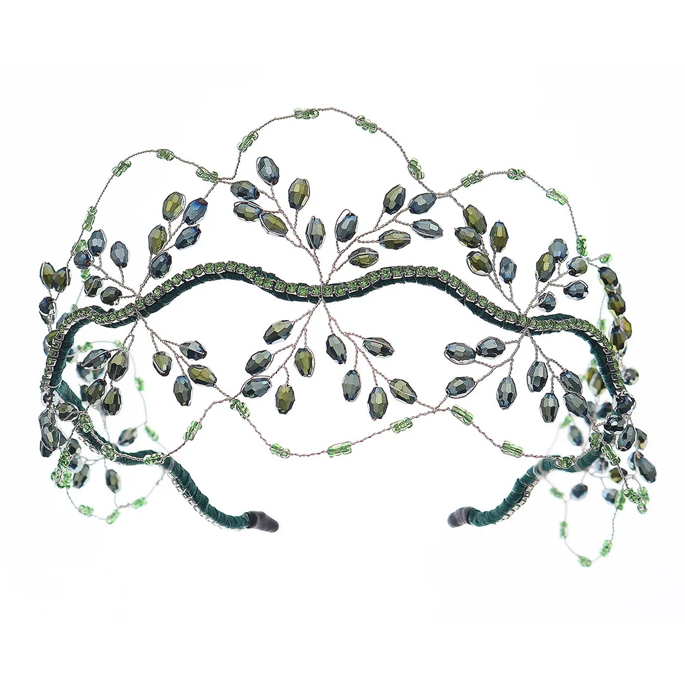 Handmade crystal beaded bridal crown Wedding tiara mesh bridal headband