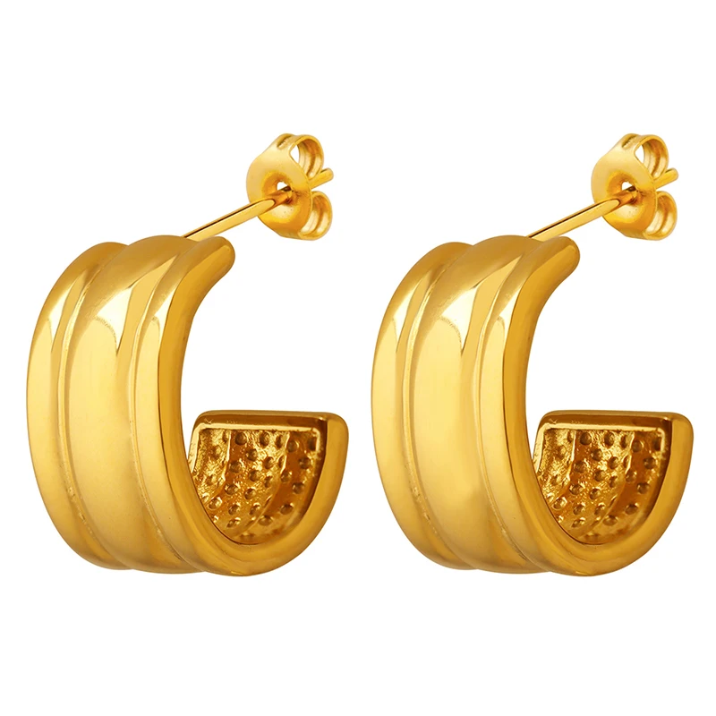 Factory Supply Earrings Surgical Grade Stainless Steel Gold-plated Waterproof Design Earrings