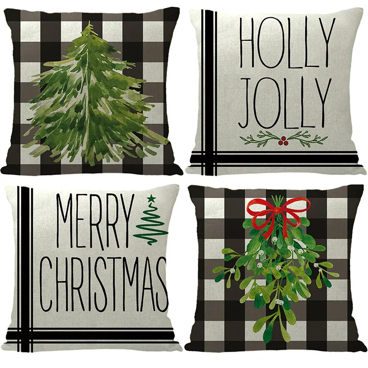 Custom 45*45 Merry Christmas throw pillowcases Cartoon snowman deer cushion covers Christmas party decorations for home