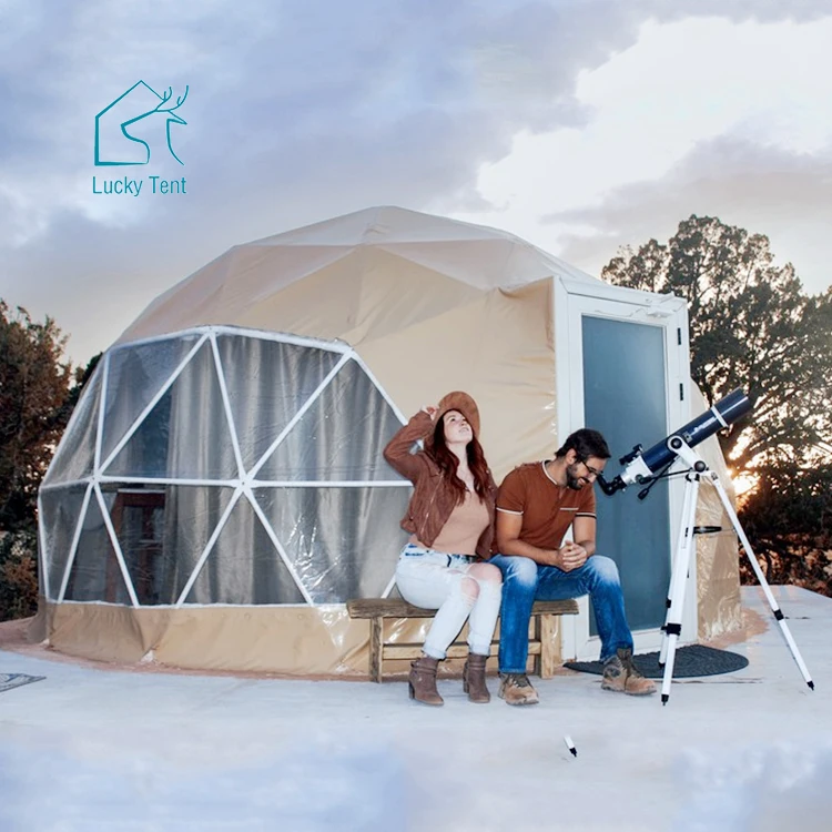 Good Quality White Yurt 75Kg/Sqm Snow Load Geodesic Party Dome Tents for Events with Round PVC Door