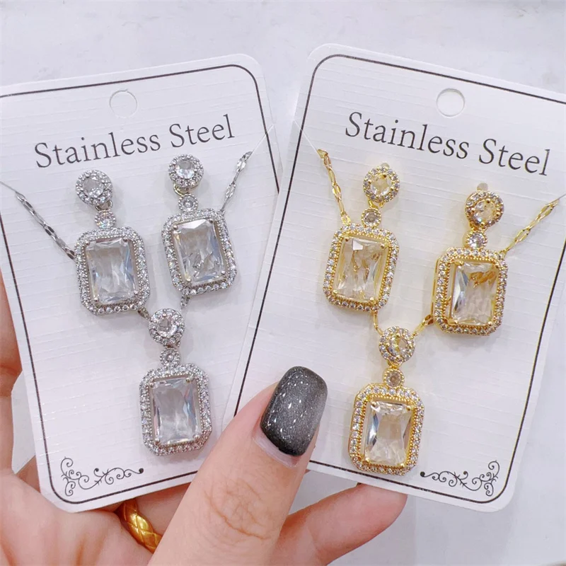 20% OFF Wholesale Simple and Versatile Clavicle Chain Factory Wholesale Direct Fashion Jewelry Diamond Necklace Earring Set