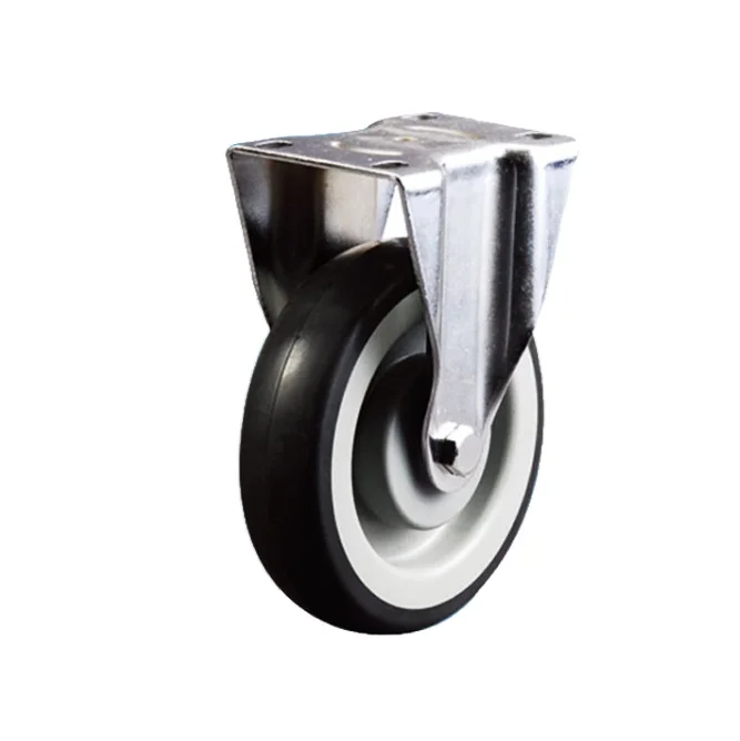 Industrial Medium Duty 5 Inch Caster Wheel Soft TPR Rigid Fixed Castor Wheels 80-120KGS Load Capacity