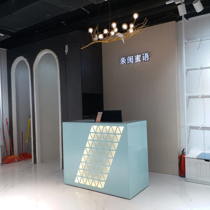 Beauty Salon Curved Small Front Counter Cashier Light Luxury Nail Art Shop Simple Modern Bar Counter