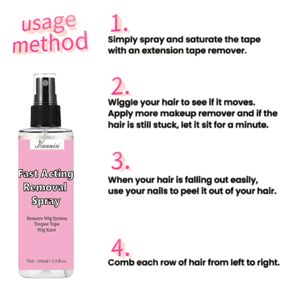 Private Label Gentle Skin Lace Bond Fast Acting Removal Spray Easy Effective Remove Wig System Easy Clean No Harm