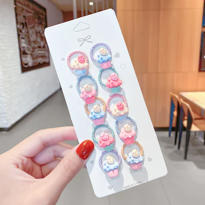 10pcs mini size hair accessories cute hair scrunchies baby cartoon hair ties