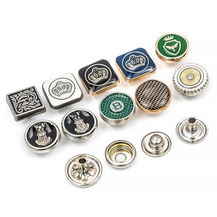Wholesale Metal Square Zinc Alloy 4 Part Buttons Muslim Clothing Fastener Press Stud Shirt Thobe Snap Button