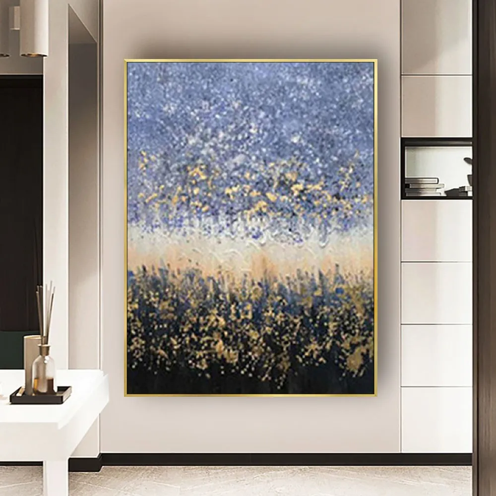 Gravel Texture Hand Painted Oil Picture Luxury Abstract Blue Sky painting oil canvas large  abstract handmade custom