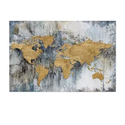 modern abstract gold foil world map Hand Painted For livingroom Home Decoration Paintings