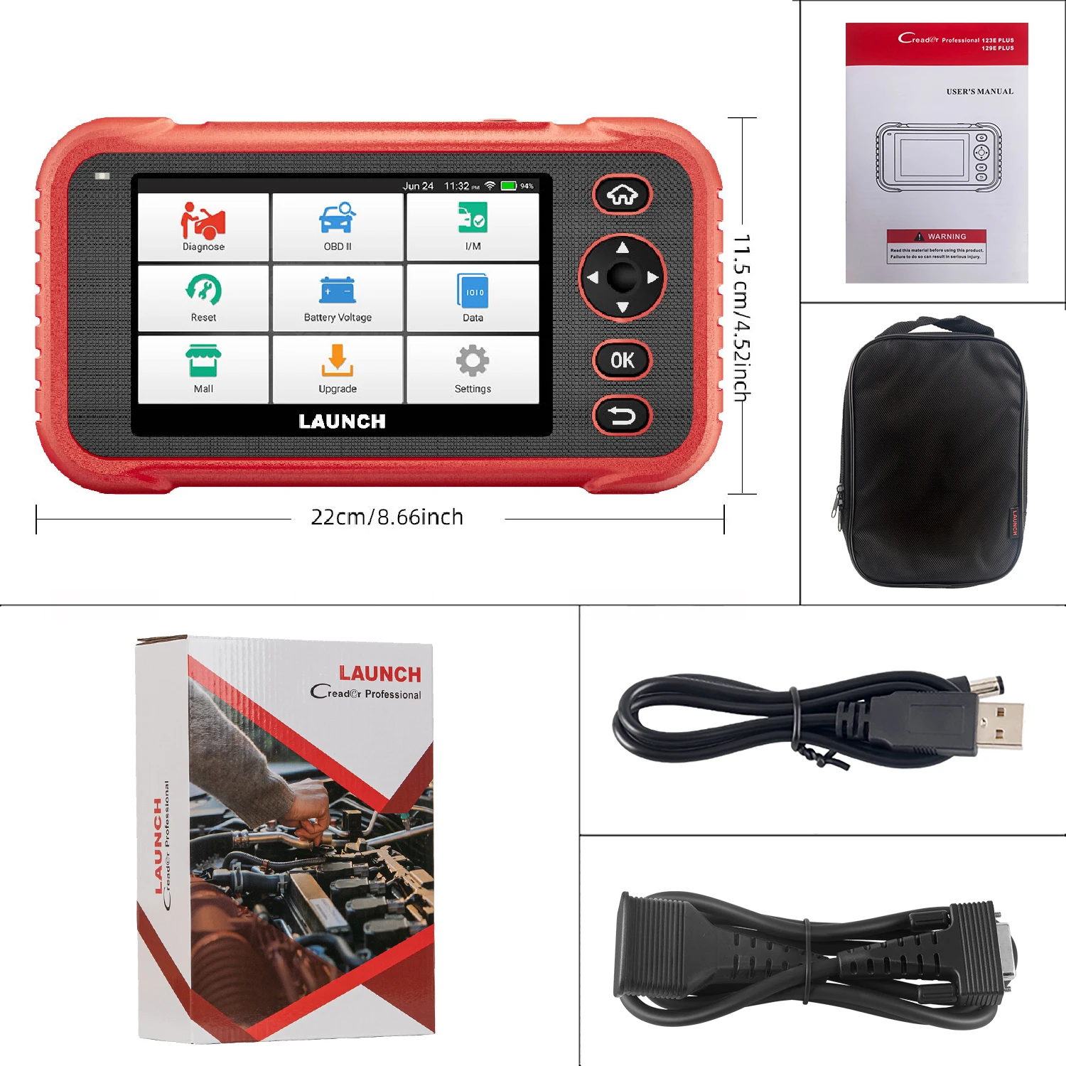 Original Launch CRP123E PLUS Full System OBD2 Scanner Diagnostic Tool automotriz scan 3 Resets with 2 Years Free Update