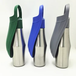 27oz Portable Dog Drinking Water Bottle Stainless Steel Pet Travel Drinking Bottle Water Dispenser With Flip Feeding Bowl